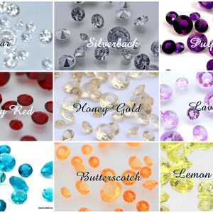 1 Cup DIAMOND CONFETTI Lots of Colors-Mix of 3-4 sizes-(5.5, 7, 10 and 14mm, acrylic diamonds, fake diamonds, centerpieces, wedding decor