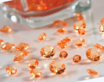 Orange Acrylic Diamond Confetti, Wedding Table Scatter