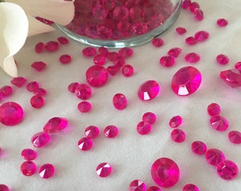 Dark Fuchsia Acrylic Diamond Confetti, 7mm Table Scatter
