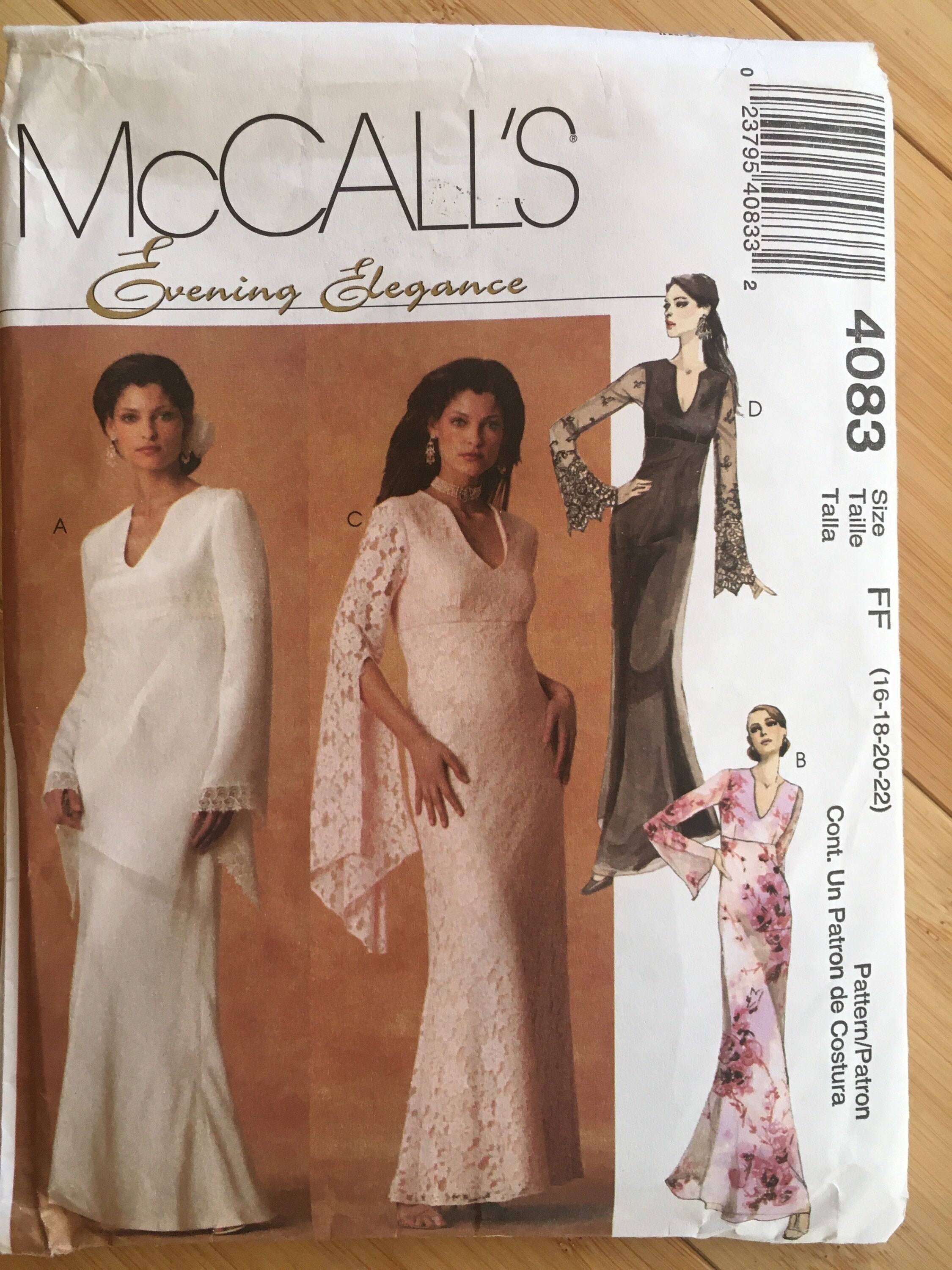 McCall's 4083 Evening Elegance Dress Pattern Size FF Etsy