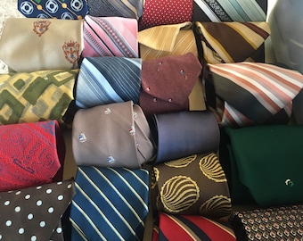 Vintage Men's Polyester Ties, Mixed Colors & Patterns, Crafting Supplies