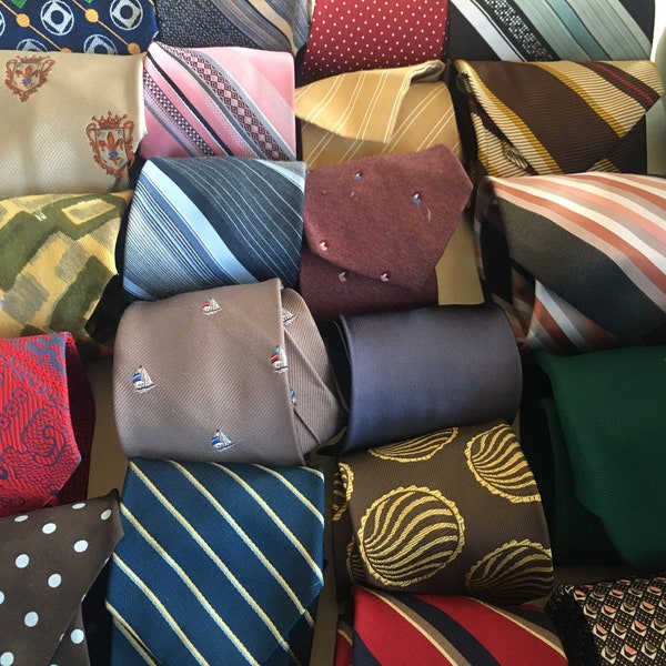 Vintage Men's Ties-Lot  Many Colors To Choose From, For Wearing, or Crafting, Quilts, Pillow, Wide, Narrow, Polyester