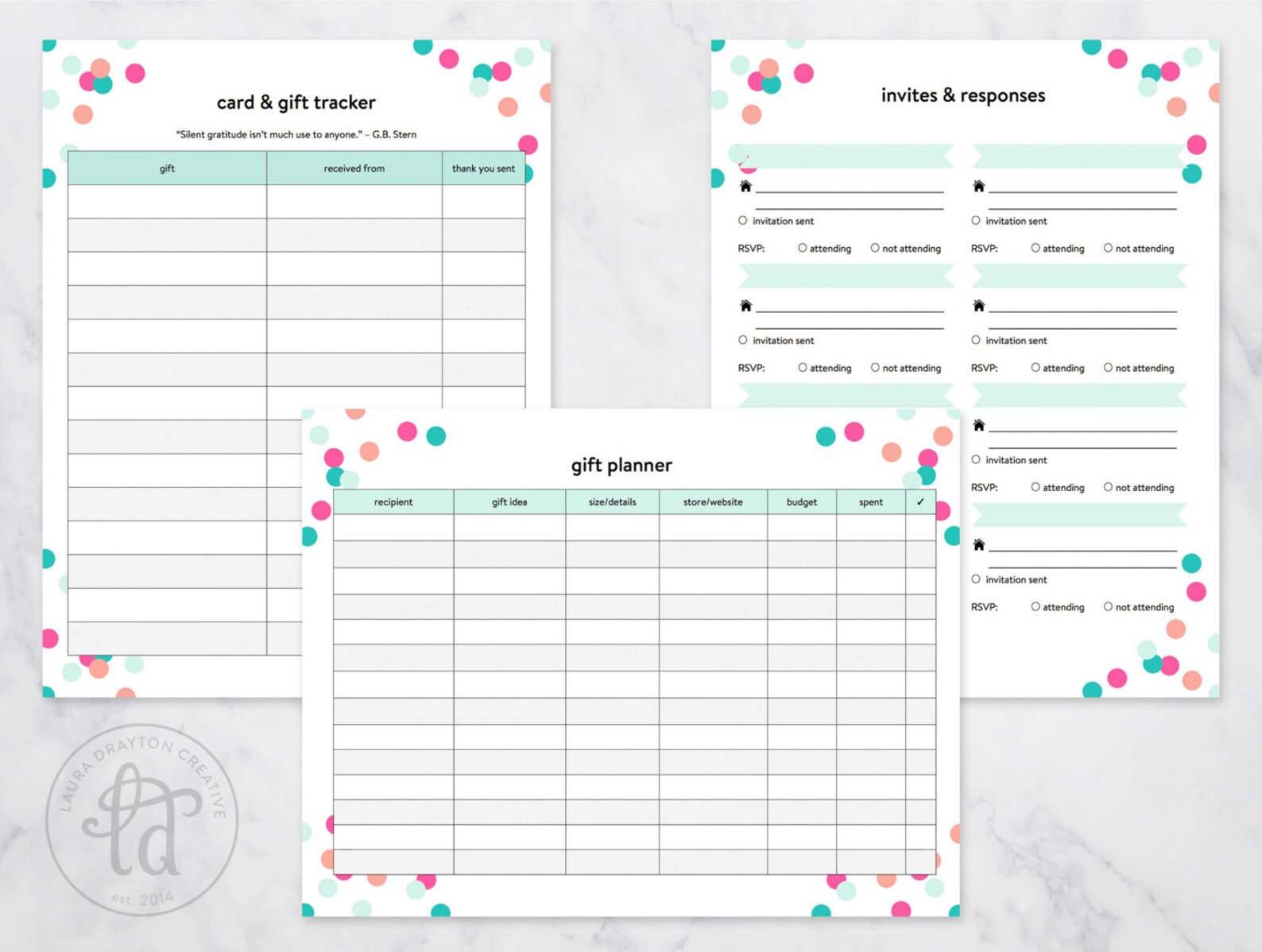 Party and Gift Kit Party Planner Gift Tracker Gift Etsy