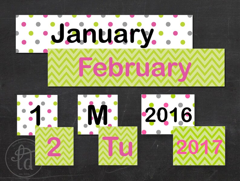 Preppy Pink Printable Matching Classroom Calendar | Etsy
