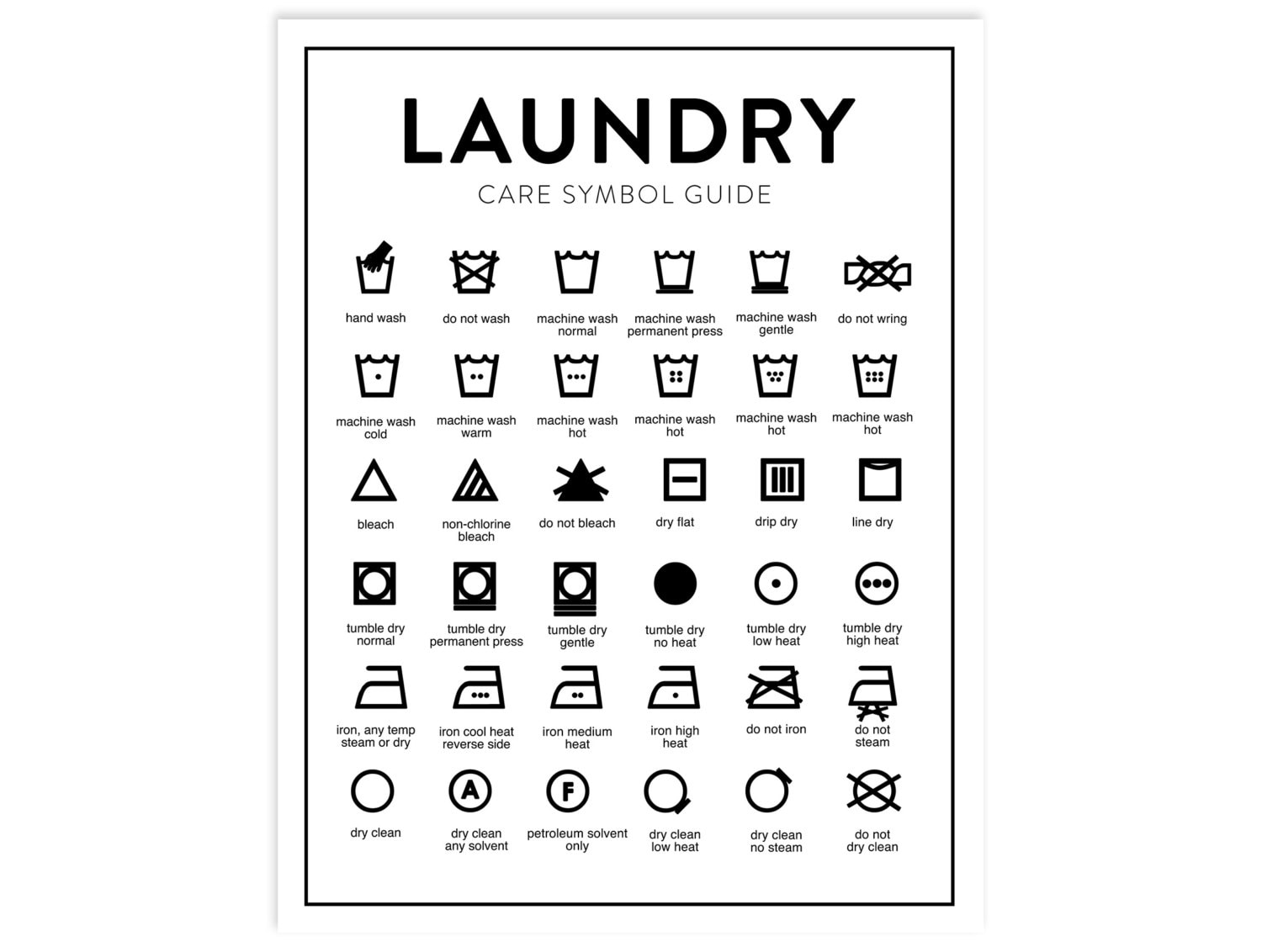 Free Printable Laundry Symbols Chart Customize and Print