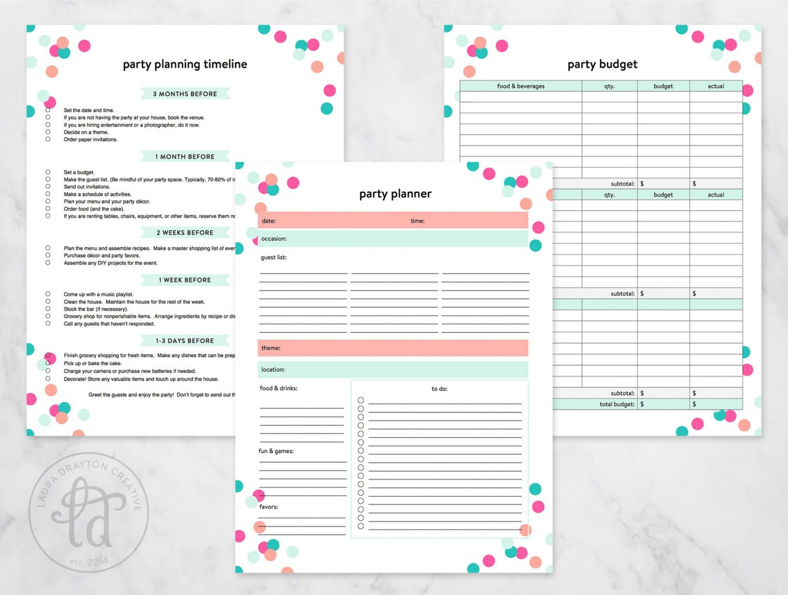 Party and Gift Kit Party Planner Gift Tracker Gift Etsy