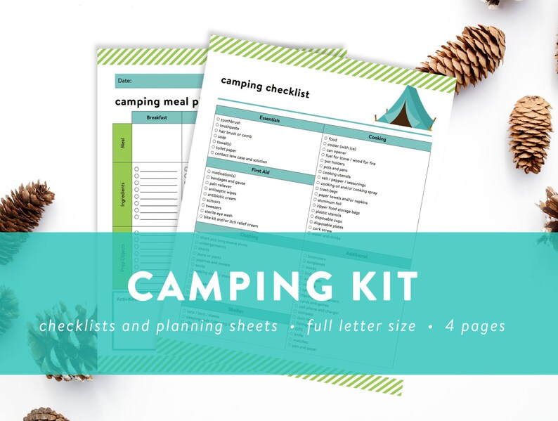 Camping Kit Happy Camper Kit Checklist Meal Planner Etsy