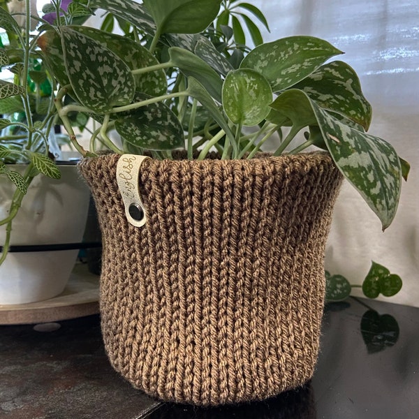 Handmade Knitted Plant Cozy | Pot Cover | Sweater