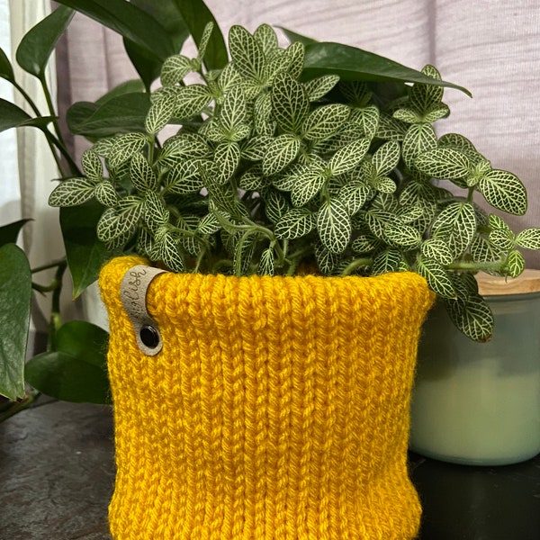 Handmade Knitted Plant Cozy | Pot Cover | Sweater