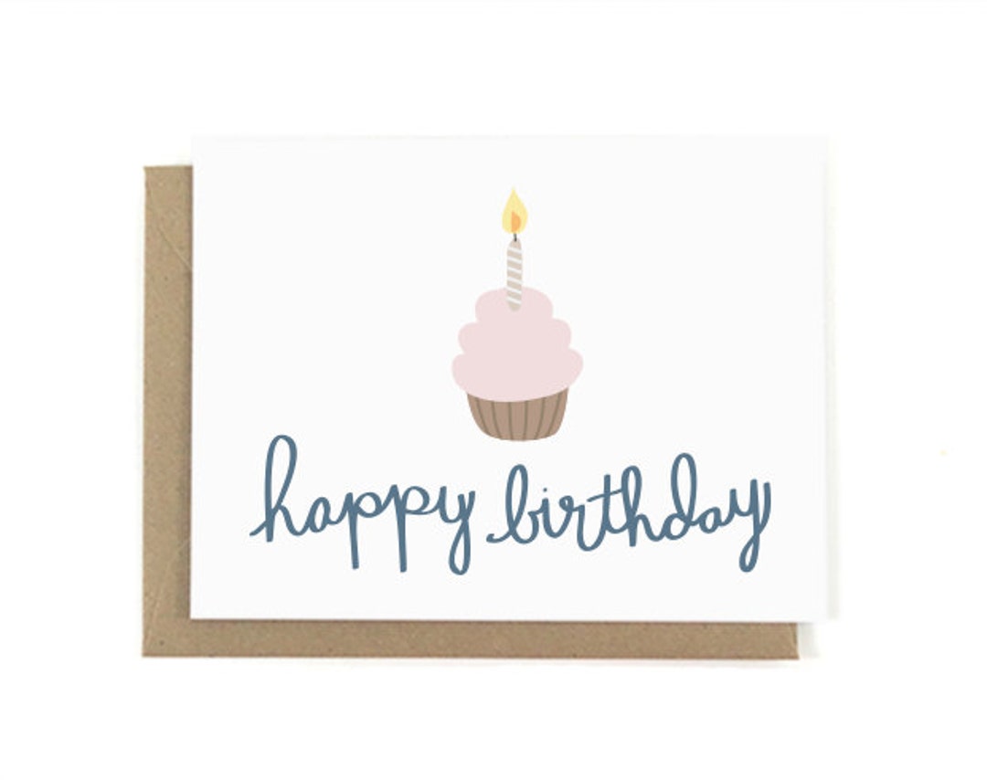 Happy Birthday Cupcake Card - Etsy