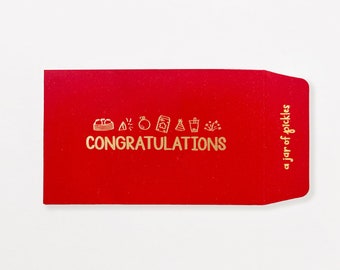 Congratulations Simple Red Envelope Set of 3