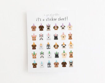 Feuille d&#39;autocollants transparents Mini Party Dogs
