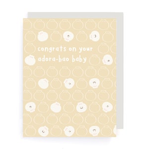 Tarjeta adorable de felicitaciones al bebé Bao