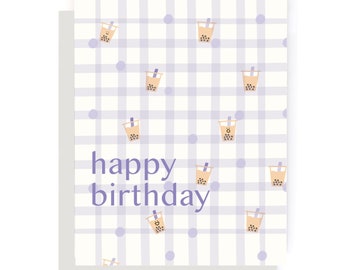 Boba Purple Picnic Birthday Card
