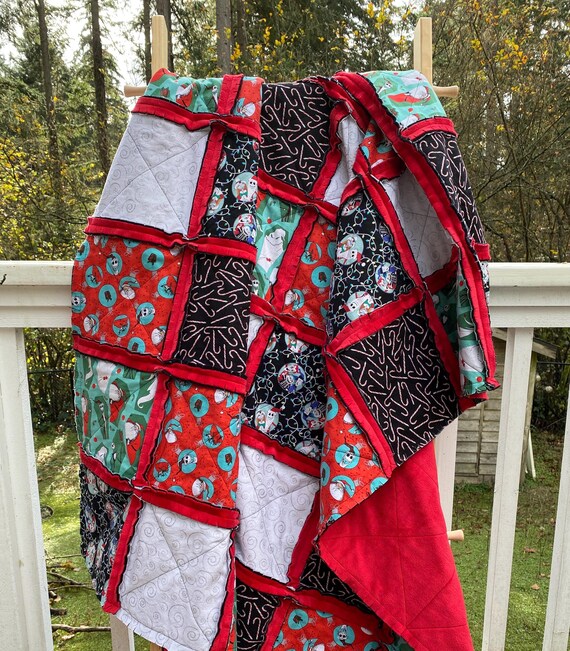 Nightmare Before Christmas Rag Quilt: Jack Skellington Minky Throw