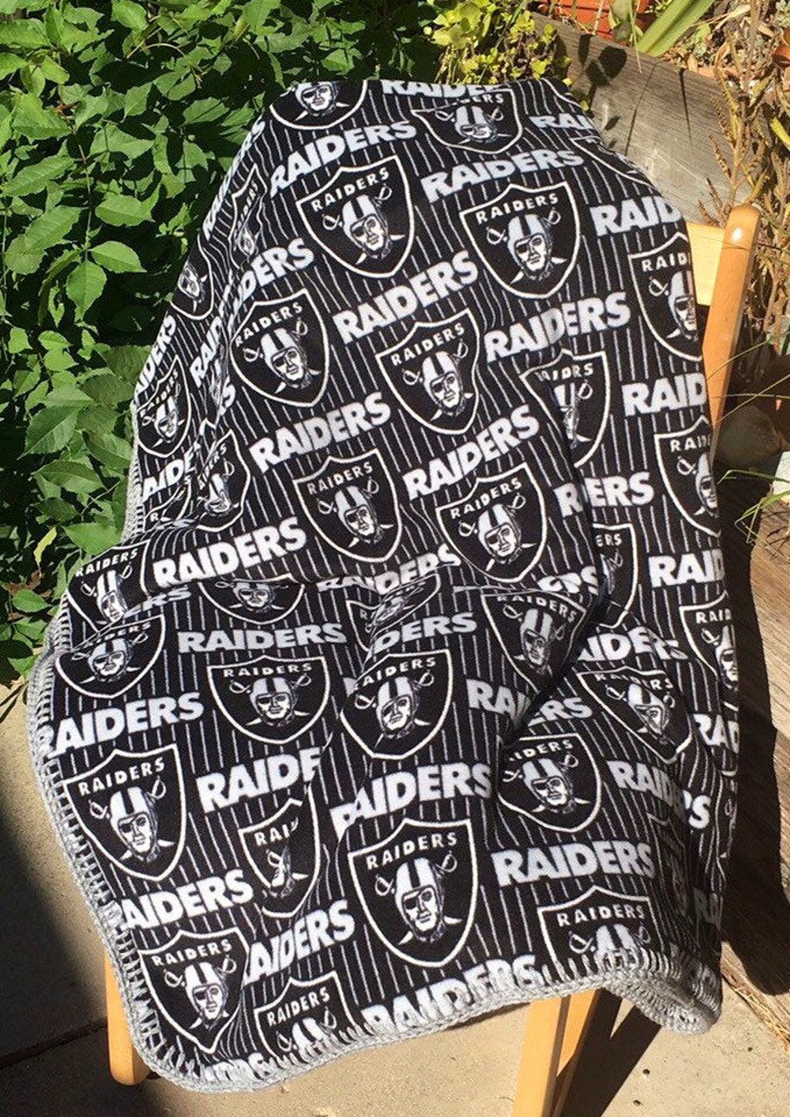 RAIDERS Extralong Doublesided Fleece Blanket With Crocheted Etsy