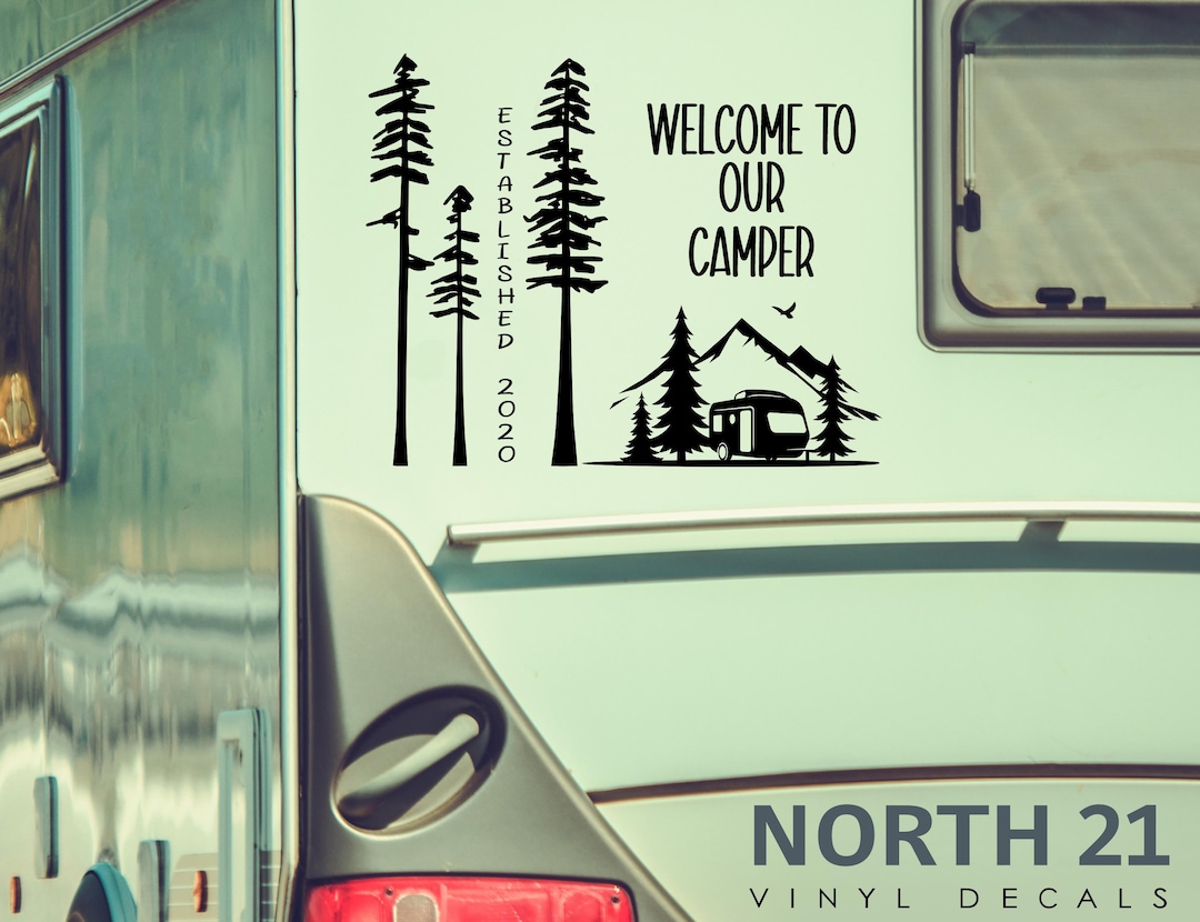 RV Trailer Camping Welcome Decal - Camping Trailer Decal With ...