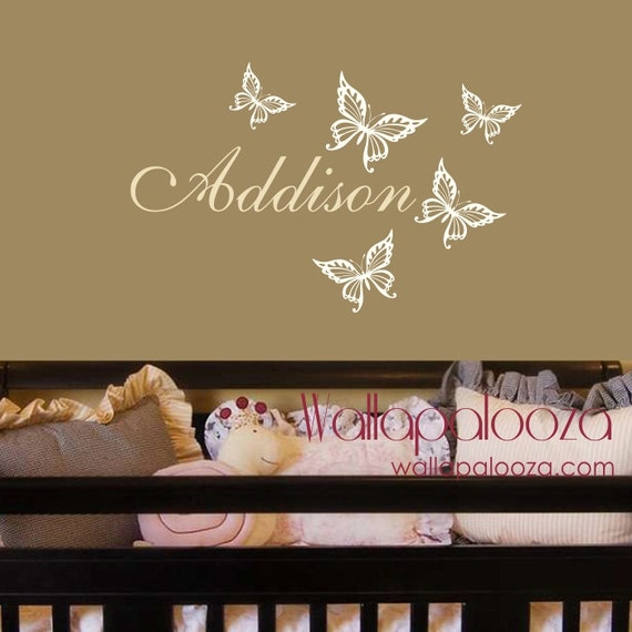 girl's name wall decal butterfly wall decals | etsy