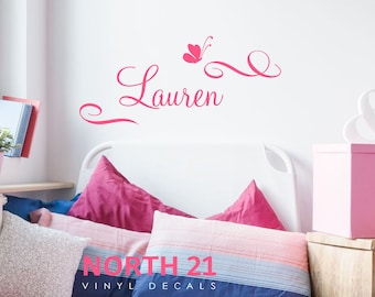 Girls Name Wall Decal - Custom Name Wall Decor - Butterfly Wall Decal - Butterfly Sticker - Girls Nursery Wall Decor - Wall Art