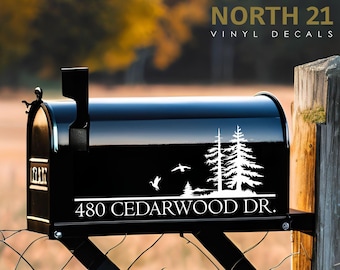 Rural Mailbox Decal, Mailbox Decals, Customized Mailbox Stickers, Personalized Custom Mailbox House Numbers, Lakehouse Scenic Mailbox Decal