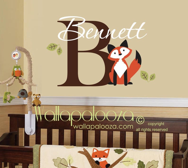 fox wall decal fox wall art fox nursery wall decal | etsy