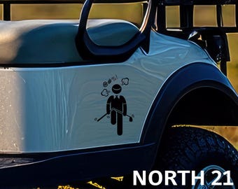 Golf decal - Golfer decal - angry golfer - funny golf - funny golfing decal - golf car decal - golf cart decal - golf cart sticker