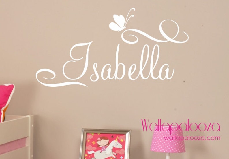 girls name wall decal custom name wall decal butterfly | etsy