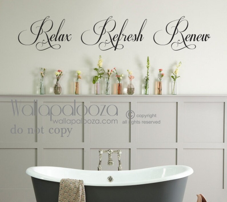 Bathroom Wall Art Decal Relax Refresh Renew Spa Bath Wallapalooza Decals Decor