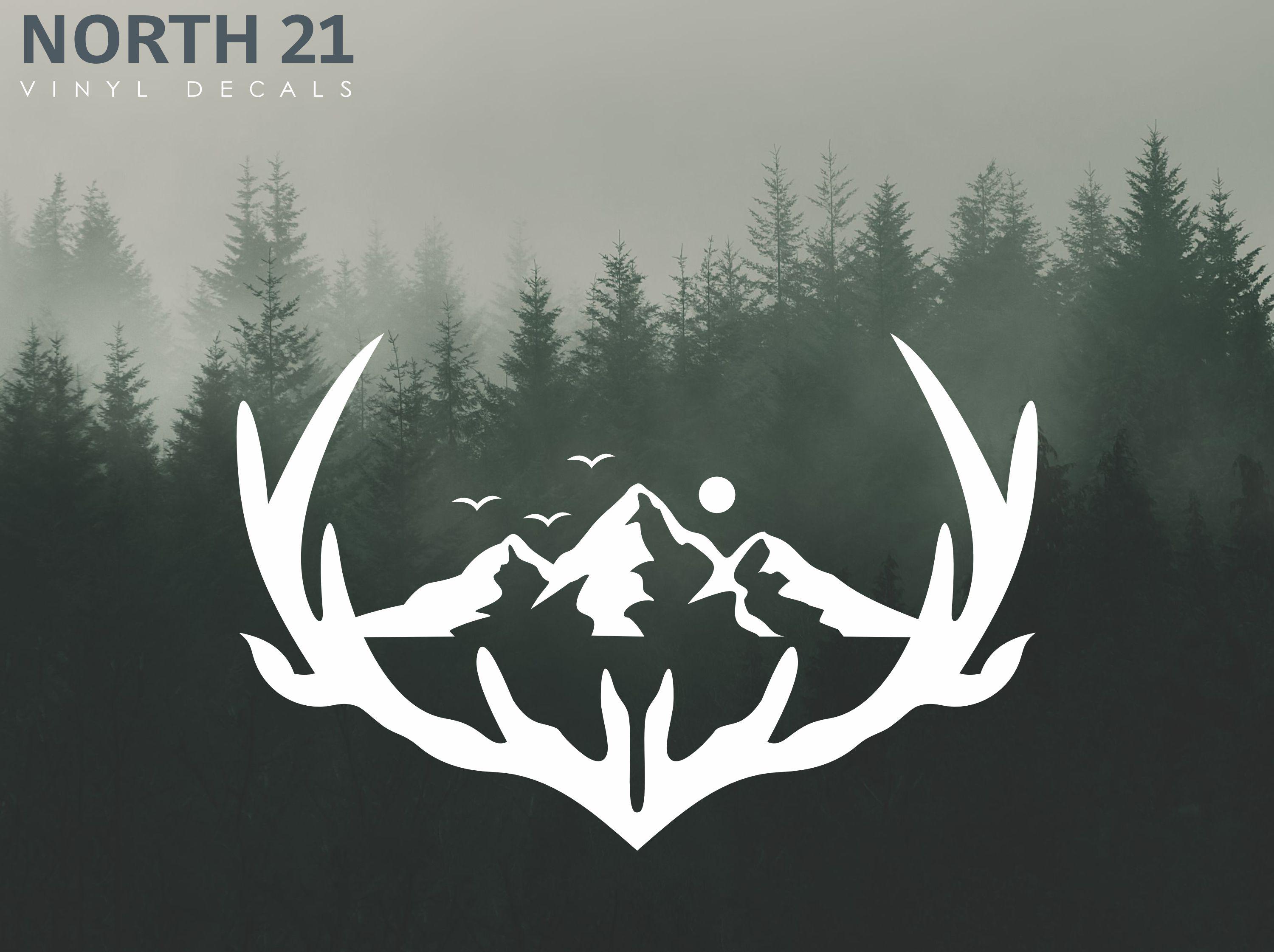Hunting Deer Antlers Truck Decal, Outdoors Car Decal, Adventurer Decals ...
