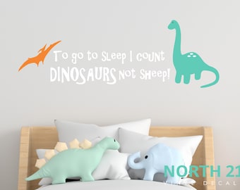 To go to Sleep I Count Dinosaurs Wall Decal - Dinosaur Wall Decal - Dinosaur Wall Sticker - Count Dinos Decal, Nursery Wall Decals with Dino