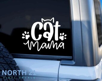 Calcomanía para auto con diseño de mamá gata, calcomanía para auto para amantes de los gatos, calcomanía para mamá gata, calcomanía para auto para mascotas, calcomanía para auto para gato, calcomanía con huellas de patas de gato, calcomanía de vinilo para mamá gata