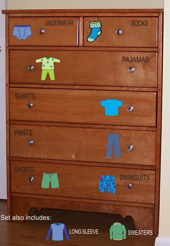 Dresser Clothing Decals Labels Boys Room Decals Dresser Labels Kids Labels Drawer Labels Dresser Decals Organizing Labels