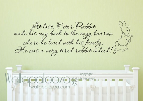 peter rabbit wall decal nursery rhymes nursery wall decal | etsy