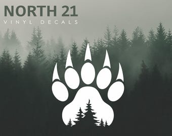 Bear Paw Print Car Decal, Bear SUV Decal, Wilderness Truck Decal, Window Bear Paw Print Sticker, Outdoorsman Hunting Car Decal, Gift for Dad