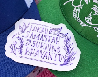 Lokah Samastah Sukhino Bhavantu Sticker | Water Bottle Sticker | Yoga Sticker | Yoga Teacher Gift | Yoga Stocking Stuffer | Yoga Gift