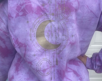 Moon Tie Dye Sweatshirt for Women | Purple Tie Dye Sweatshirt | Made of Stardust