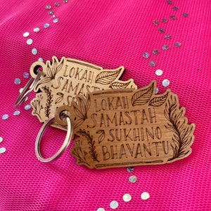 Lokah Samastah Sukhino Bhavantu Keychain | Yoga Teacher Gift | Yoga Stocking Stuffer | Yoga Gift