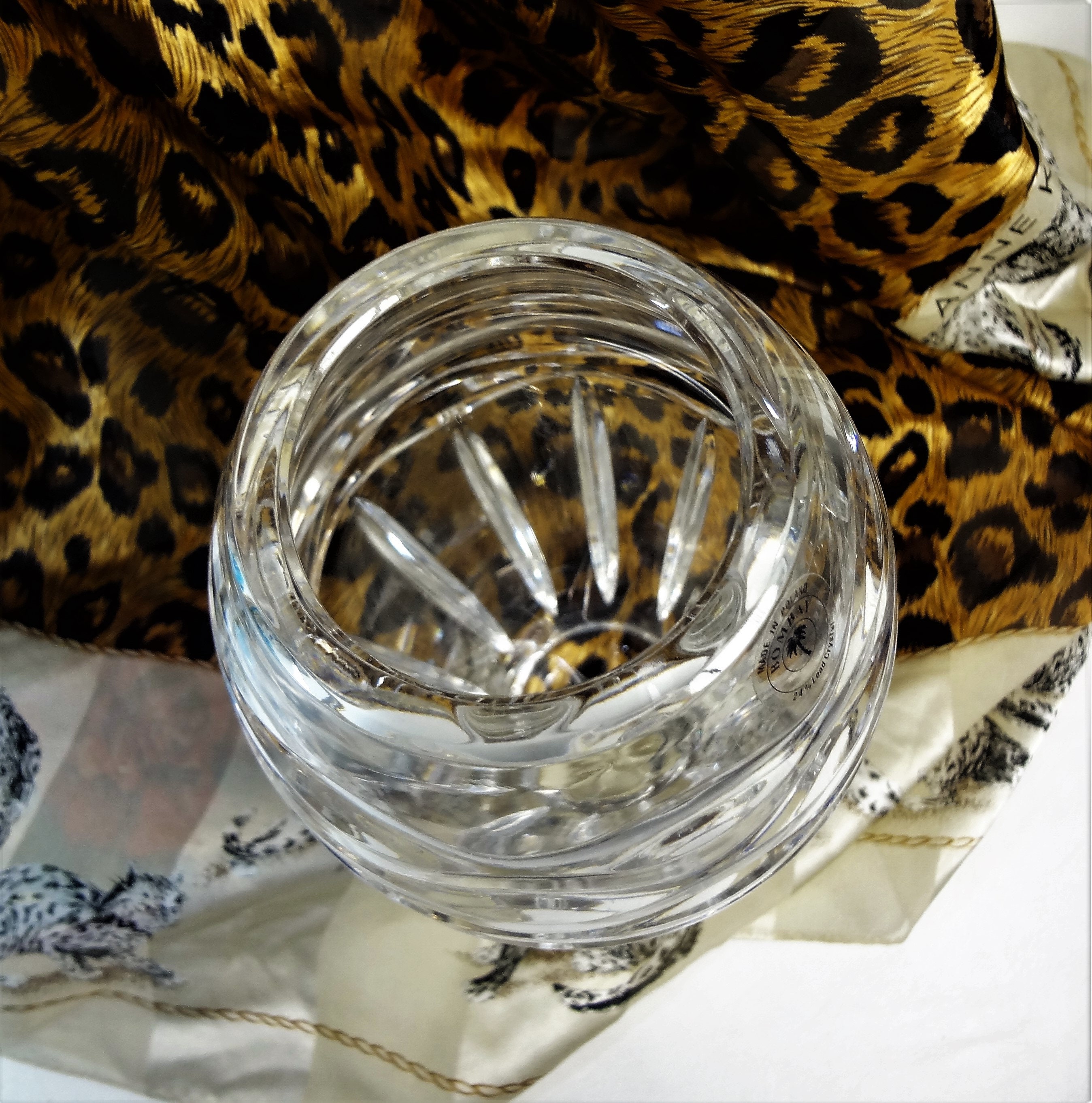 Clear Crystal Vase Made in Poland, Bombay 24 Lead Crystal Vase, 8 Inch