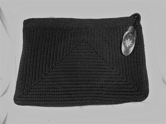 crocheted clutch, black handbag, crochet purse, l… - image 2