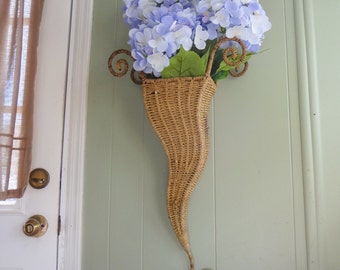 Long Woven Basket, Vertical, Tapered, Serpentine Wall Basket, Unique Basket, Sea Grass Wall Basket 26", Vertical Wall Vase