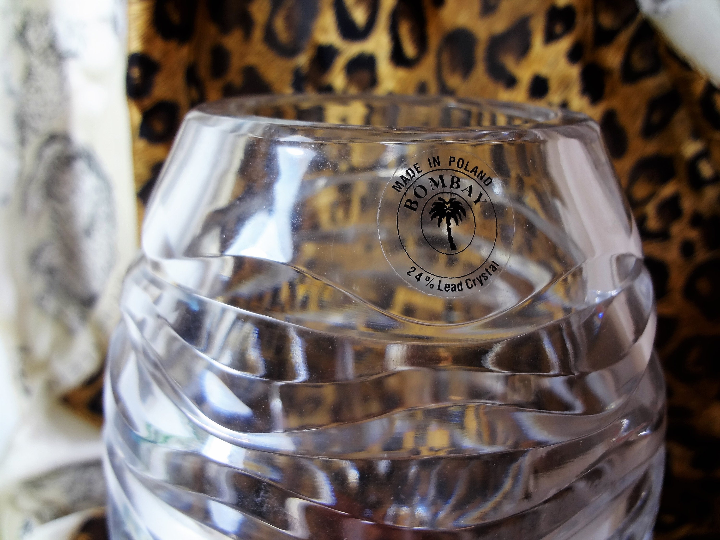 Clear Crystal Vase Made in Poland, Bombay 24 Lead Crystal Vase, 8 Inch