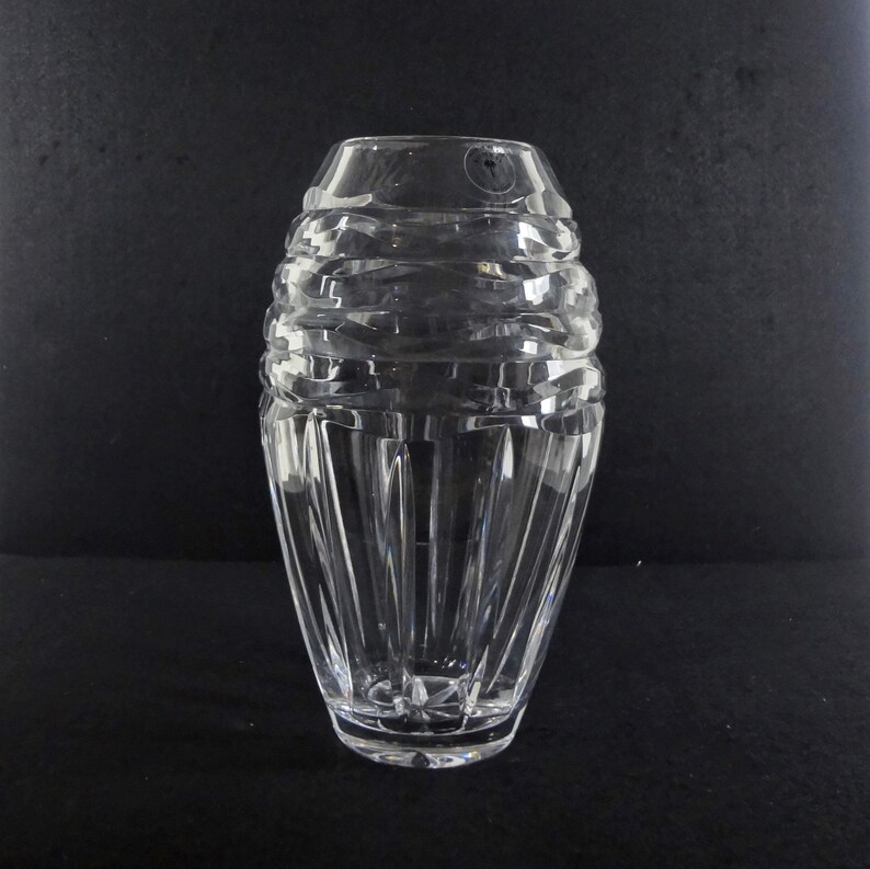Clear Crystal Vase Made in Poland, Bombay 24 Lead Crystal Vase, 8 Inch
