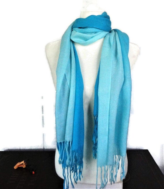 Large Pashmina Scarf or Wrap, Shawl in Two Shades… - image 4