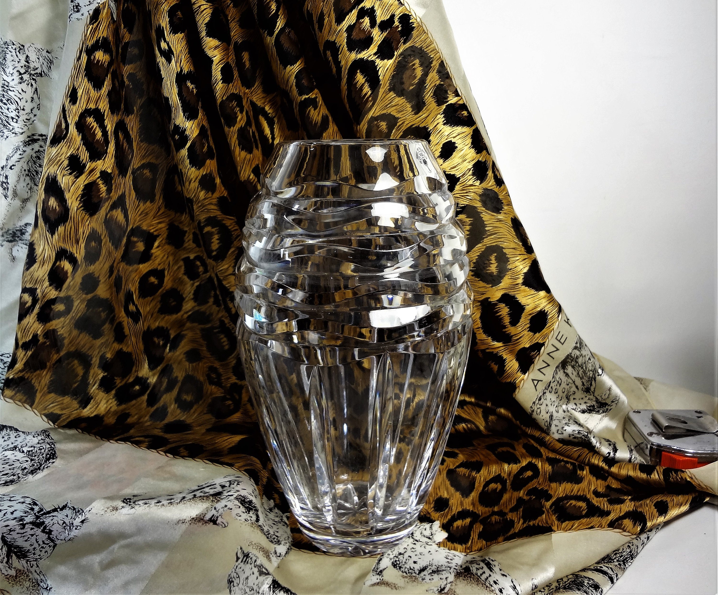 Clear Crystal Vase Made in Poland, Bombay 24 Lead Crystal Vase, 8 Inch