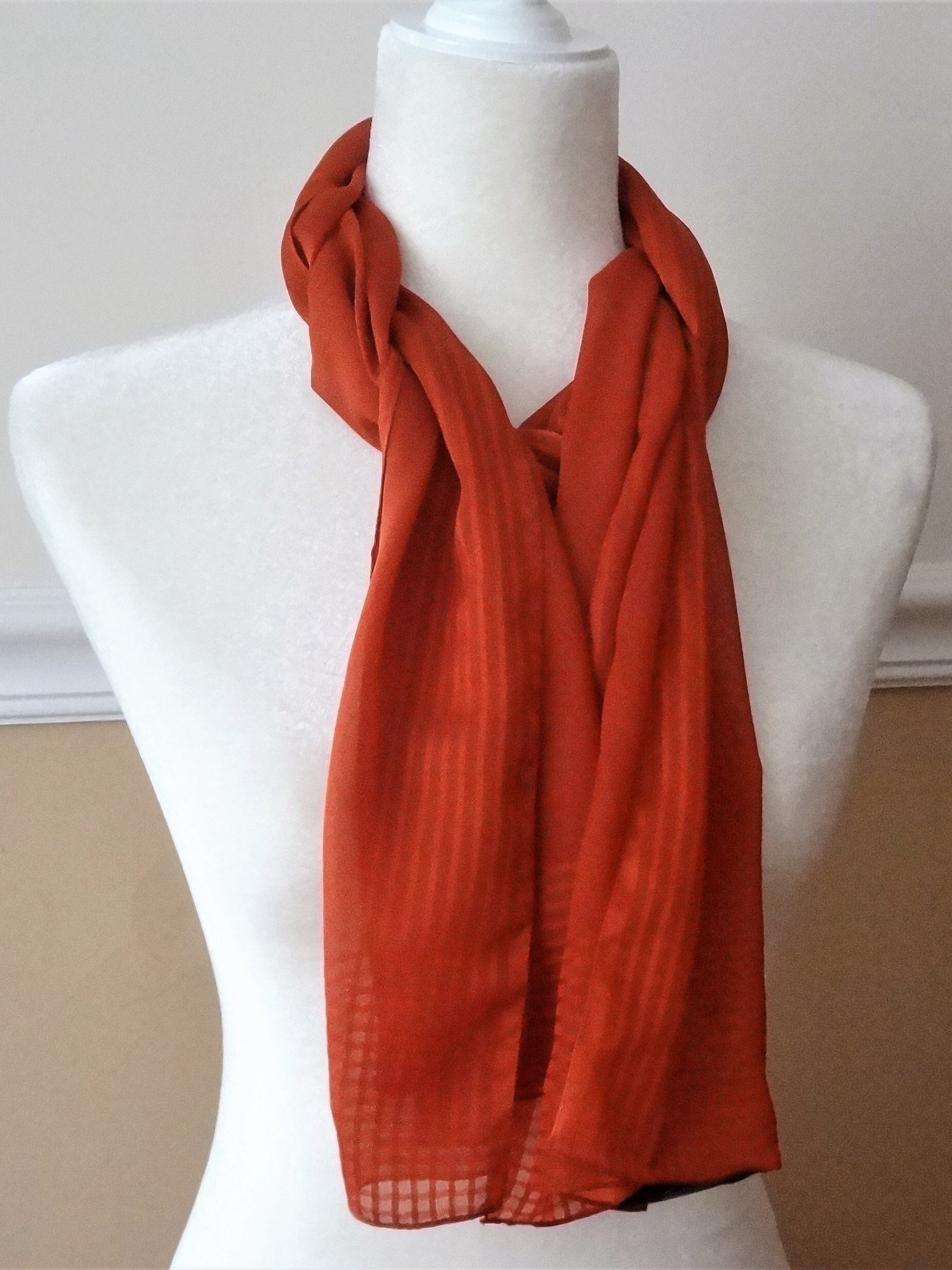 Art of the Scarf, Tie Rack, Long Soft Silky Poly Scarf Made in Italy