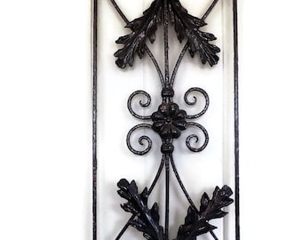 Antique Wrought Iron Fence Gate Panel, Architectural Iron Panel,  Decorative Garden Decor, Scroll Work Trellis, 11 x 31 Inchess