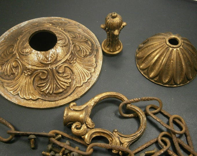 Vintage Chandelier Parts / Solid Bronze Chandelier Parts / Spanish