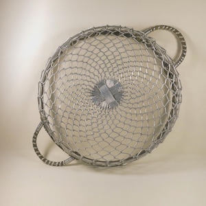 Large Round Wire Basket, Metal Basket with Handles, Hand Crafted,  French Country Decor