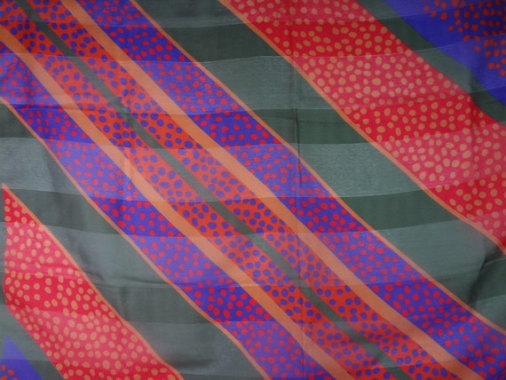 Silky Polyester Square Scarf: Red, Blue, Green, Y… - image 1