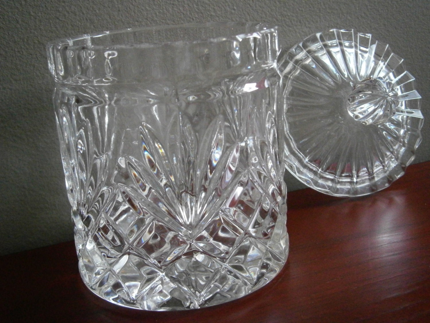Vintage Cut Crystal Biscuit Jar with Lid Etsy